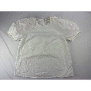 Ulla Johnson Puff Sleeve Top White Topstitched Cotton Size 2